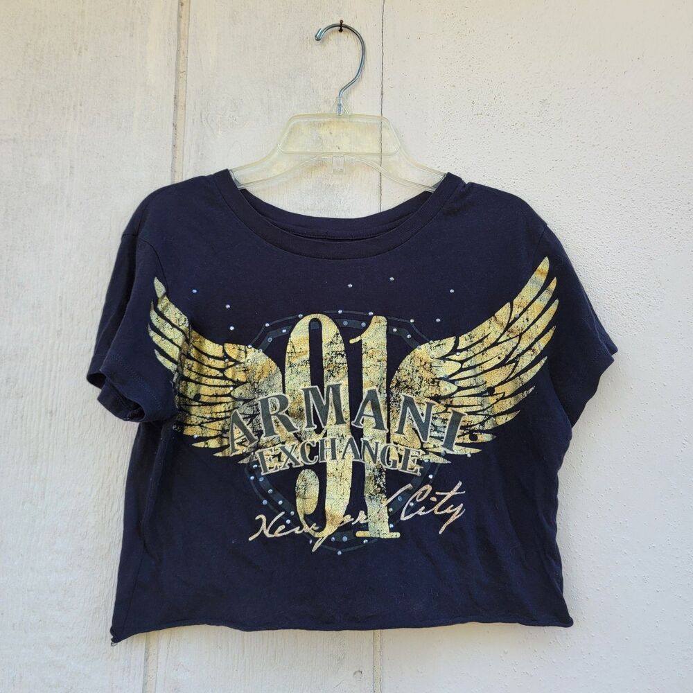 A|X Armani Exchange cropped tshirtblack /gold sz wmns sz Med
